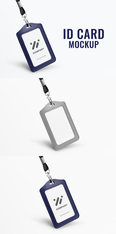时尚高端专业的高品质身份证吊牌工作牌VI设计样机展示模型mockups