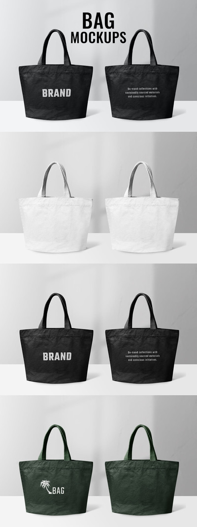 时尚高端专业的高品质手提袋购物袋无纺布袋设计VI样机展示模型mockups