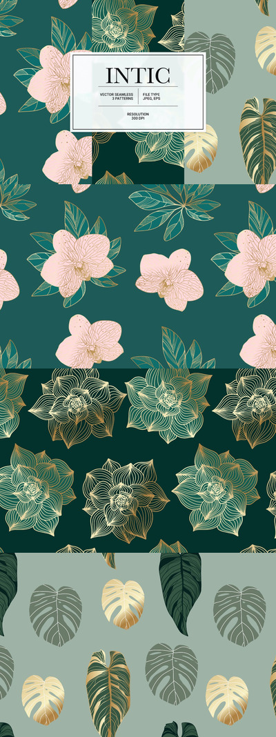 时尚高端专业的高品质矢量花朵花卉无缝背景底纹纹理集合