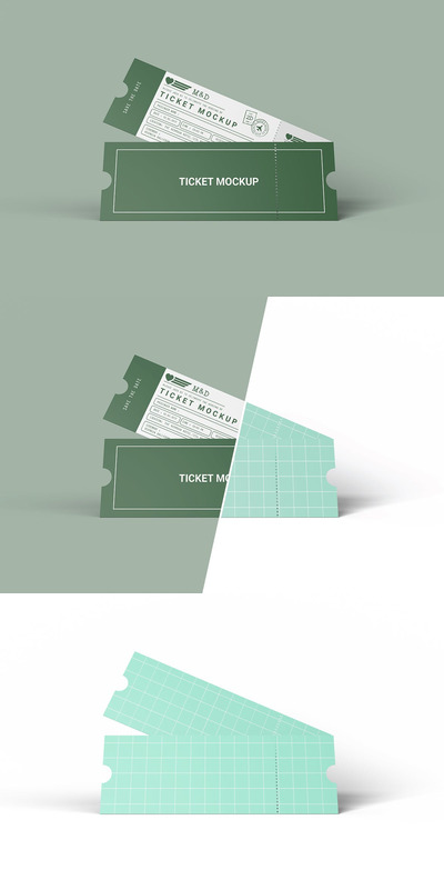 高端的电影门票设计样机(PSD)