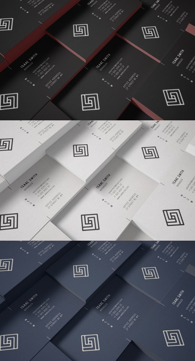 商务名片堆叠模型 (PSD)