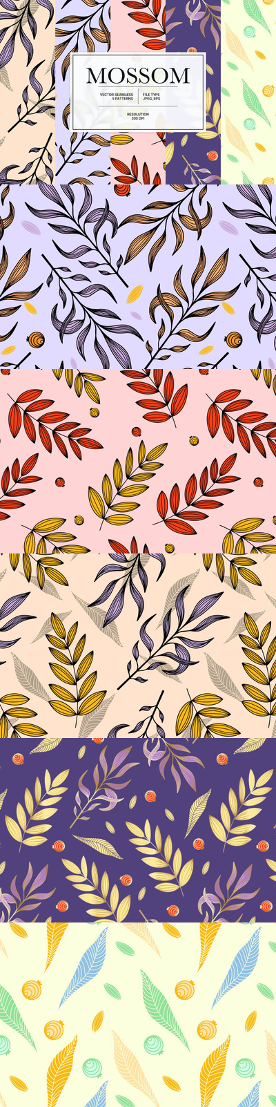 时尚高端优雅矢量植物树叶背景底纹纹理集合