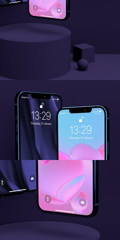 iPhone 12 Pro深色版场景展示样机