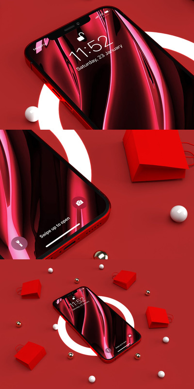 iPhone 12红色版本展示样机