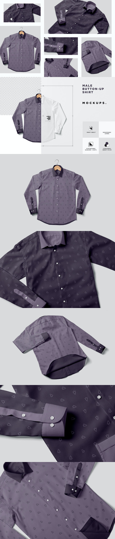 男士钮扣衬衫模型 (PSD)