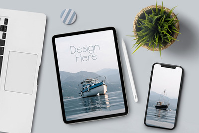 手机与iPad产品展示场景样机(PSD,PDF)