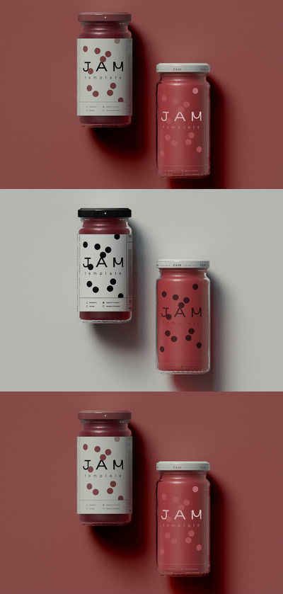 高品质的果酱食品包装设计VI样机展示模型mockups