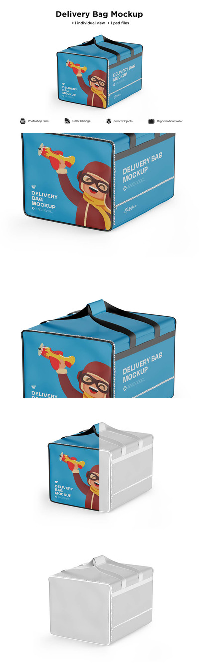 送餐外卖保温箱/袋包装设计样机 (psd)