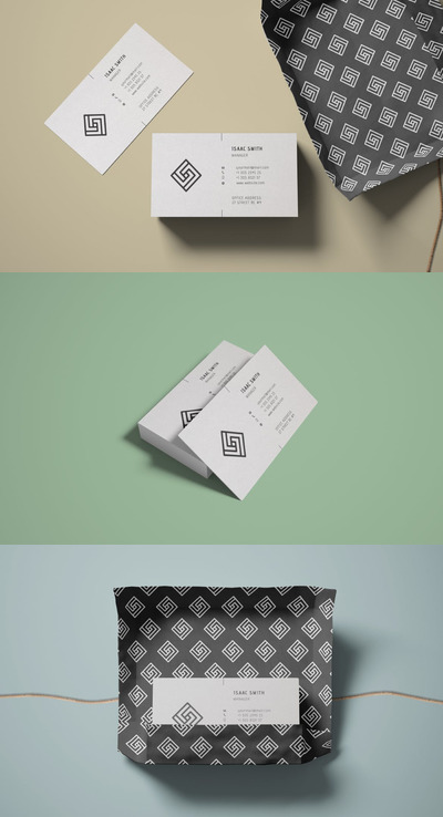 包装纸叠起来名片样机(PSD)