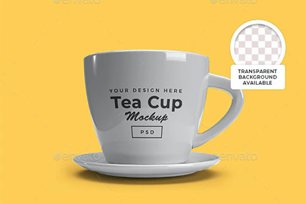 3D陶瓷茶托茶杯/咖啡杯设计样机 (psd)