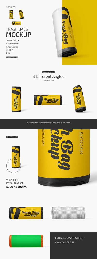 可降解塑料垃圾袋包装设计样机集 (psd)