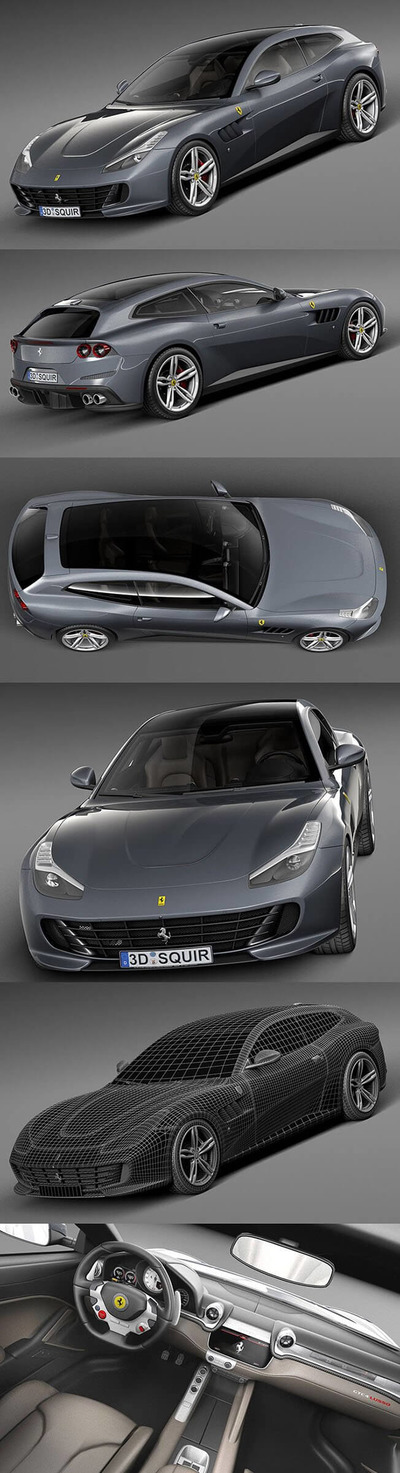 法拉利 GTC4 Lusso  跑车赛车3D模型下载（c4d,max,obj,fbx）