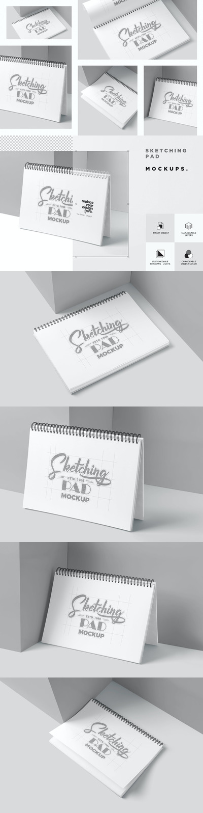手绘素描本产品样机 (PSD)