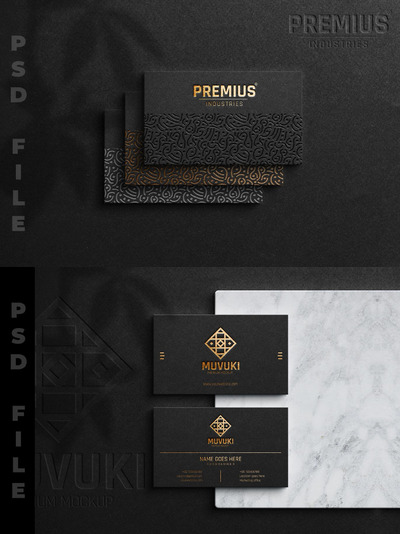 带纹理的高级名片设计徽标logo标志设计VI样机展示模型mockups