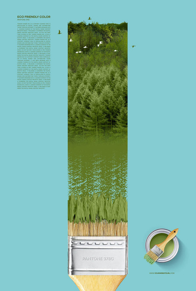 毛刷油漆绿色环保概念海报设计模板 (psd)