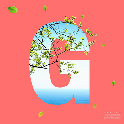 “G”字母春天春季主题海报设计素材 (psd)
