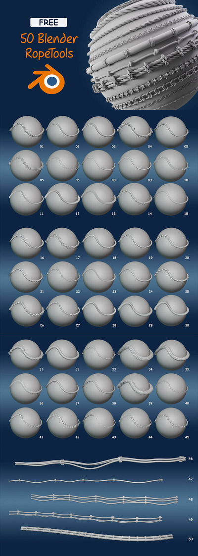 50 种 Blender 绳子制作工具包下载（Blend）