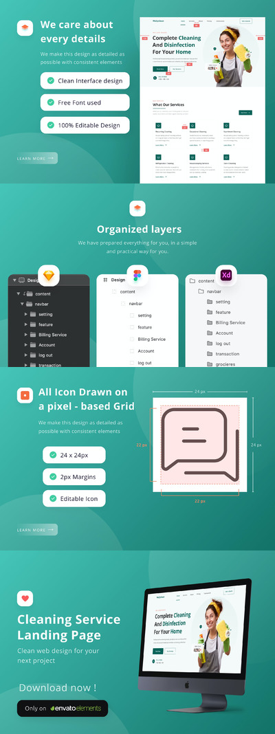 家政服务响应式网页模板 (FIG,SKETCH,XD)