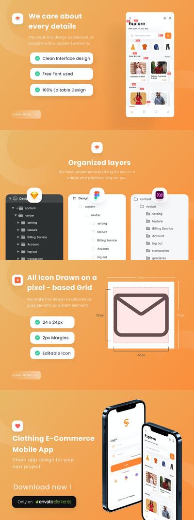 服饰电商APP Ui (FIG,SKETCH,XD)