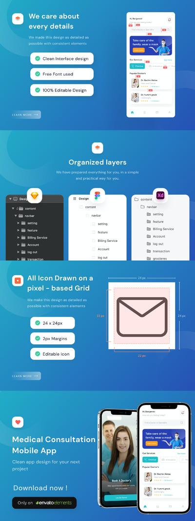 医疗咨询APP UI模板 (FIG,SKETCH,XD)
