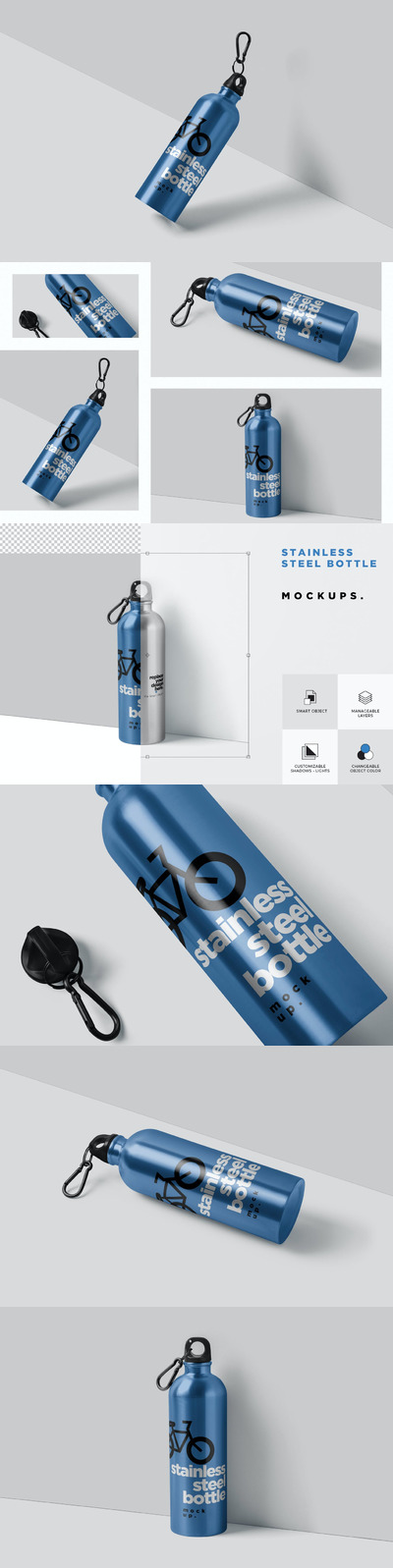 时尚高端高品质的热水瓶包装设计VI样机展示模型mockups