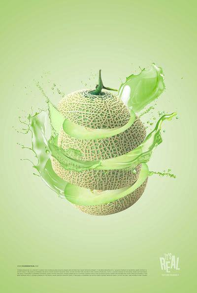 切水果风格哈密瓜水果海报设计模板 (psd)