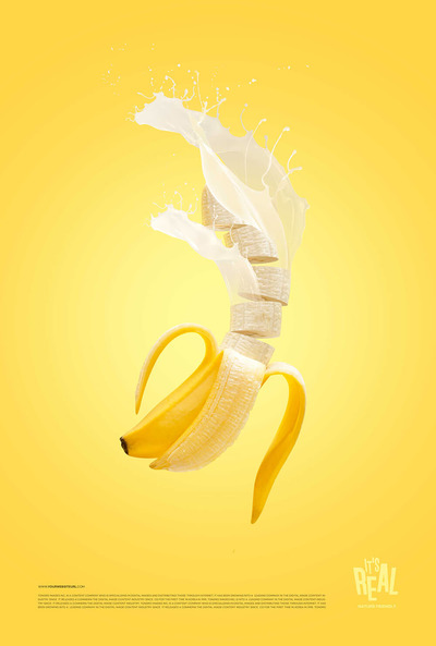 切水果风格香蕉水果海报设计模板 (psd)
