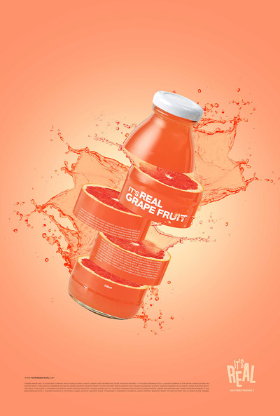 切水果风格红柚果汁饮料海报设计模板 (psd)