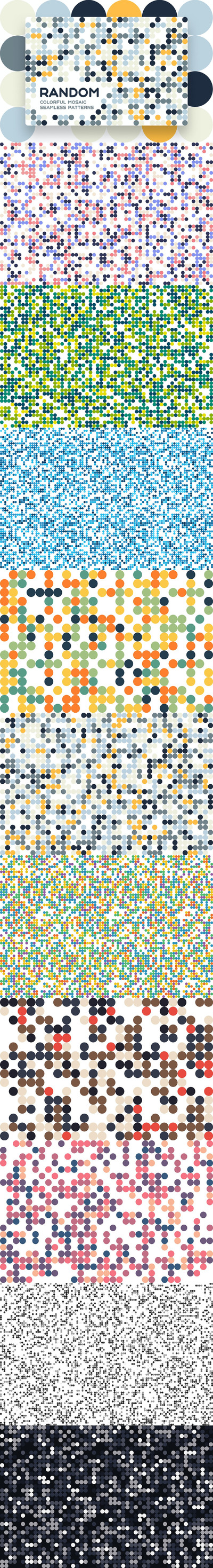 时尚高端简约清新随机马赛克矢量无缝背景底纹纹理集合-AI，EPS，JPG，PNG