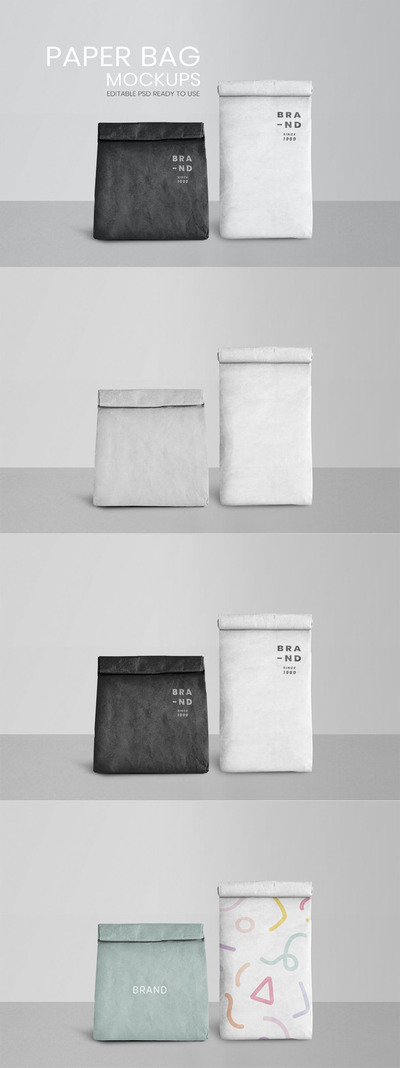 时尚高端高品质的环保纸袋包装设计VI样机展示模型mockups