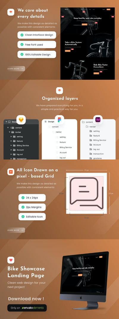 自行车产品展示响应式网页UI (FIG,SKETCH,XD)