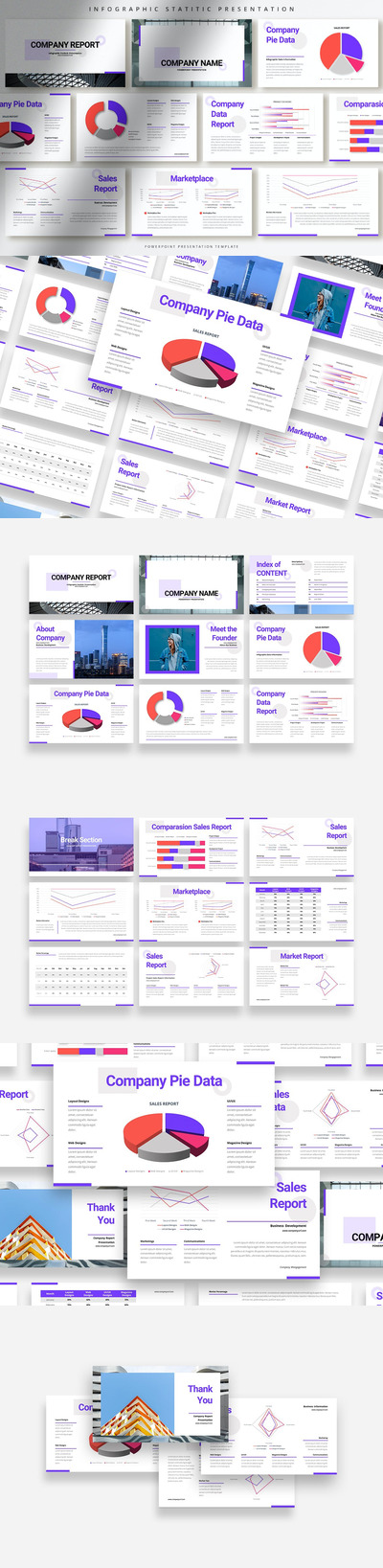 现代信息图表大数据统计PowerPoint演示模板（pptx）