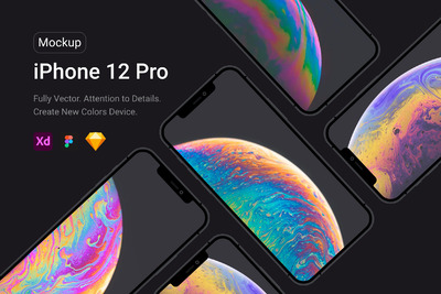 iPhone 12 Pro 黑色版本样机(XD,SKETCH,FIG)