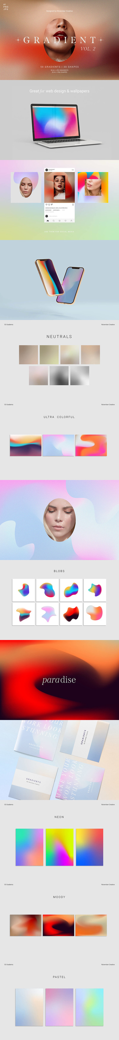 充满活力的渐变背景&斑点形状背景素材 (ai,png)