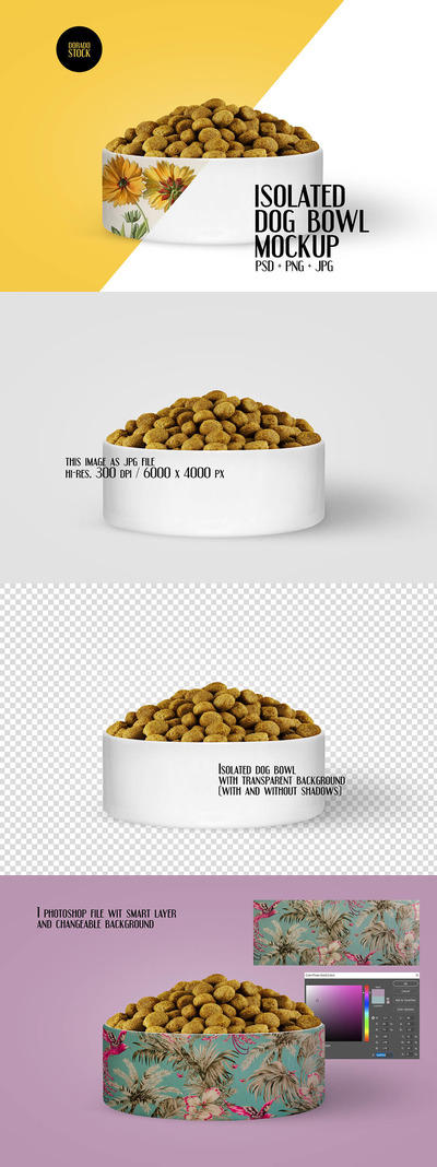 狗碗/狗盆品牌&图案设计样机 (psd)