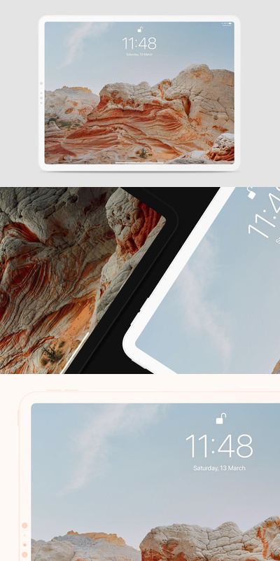 苹果iPad Pro 黑白样机(PSD)