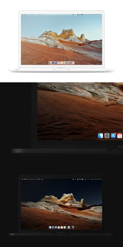 苹果MacBook黑白展示样机(PSD)