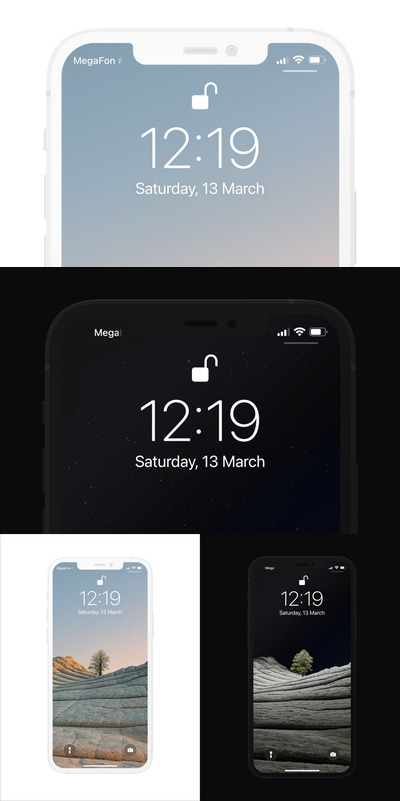 苹果iPhone 12 黑白产品样机 (PSD)