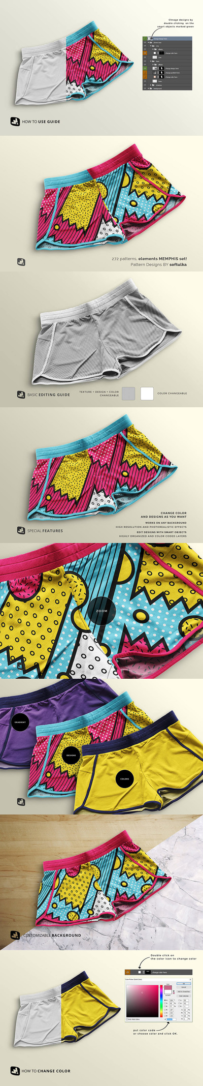 女性运动服短裤服装样机 (PSD)