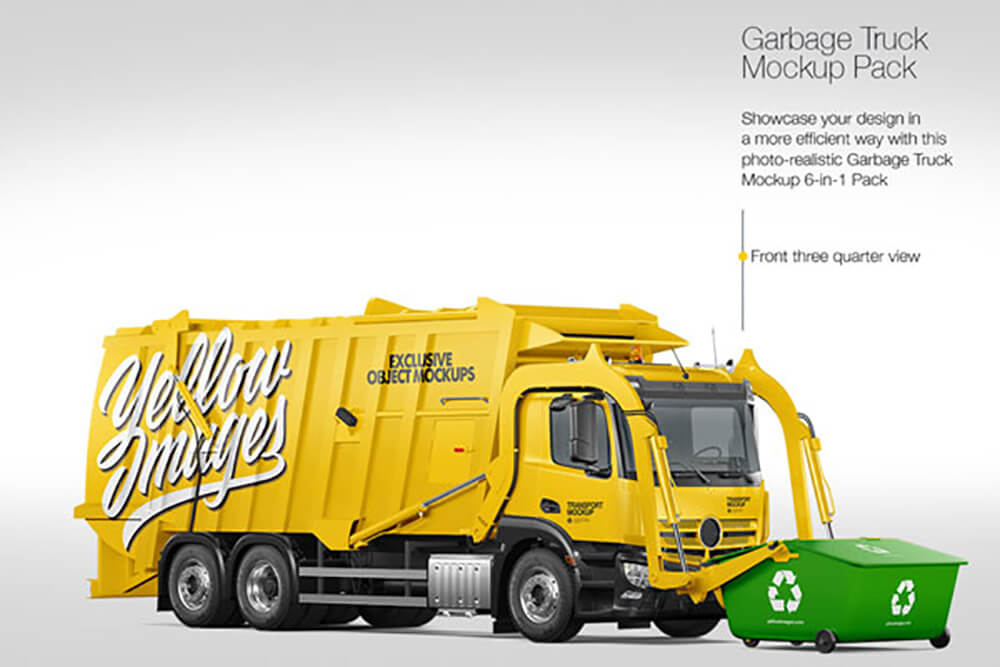 环卫垃圾车外观广告设计样机 (TIF)