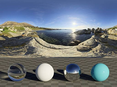 8K级海边岩石上的村庄上午晴空HDRI光线图片下载（HDR）