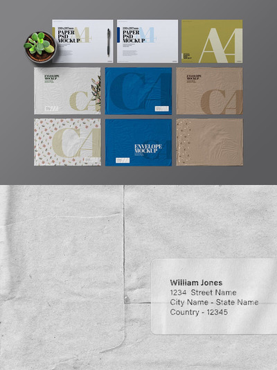 A4信封设计展示样机 (PSD)