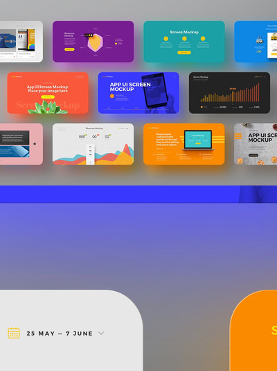 APP UI 屏幕设计展示手机样机 (PSD)