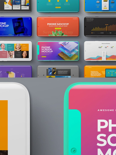 极简主义手机UI设计展示 样机 (PSD)