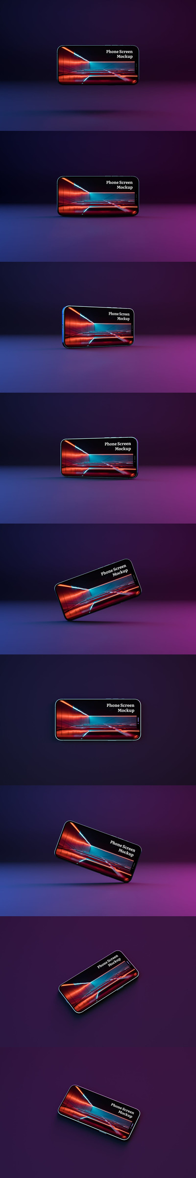 霓虹灯场景风格的手机样机 (PSD)