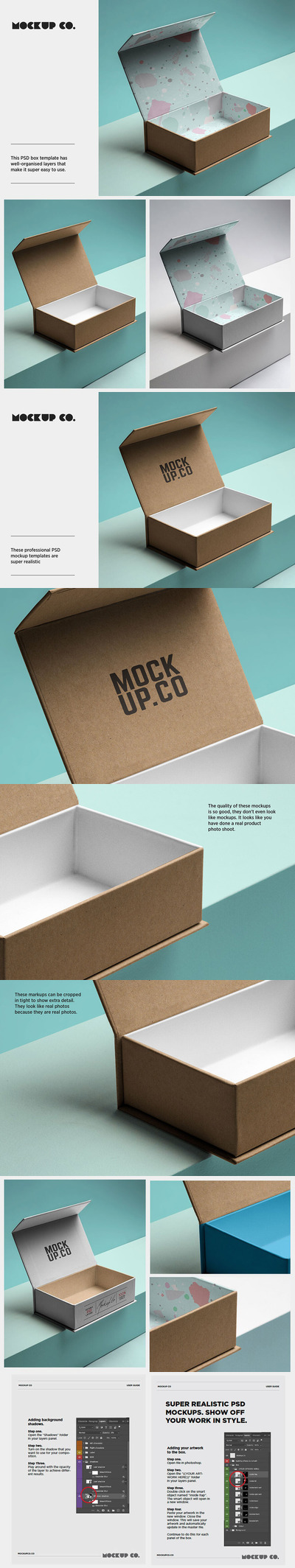 逼真的高级礼品木盒包装设计样机 (psd)