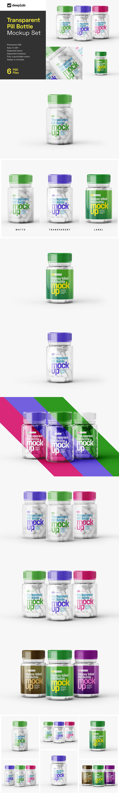 透明药瓶品牌包装设计样机集 (psd)