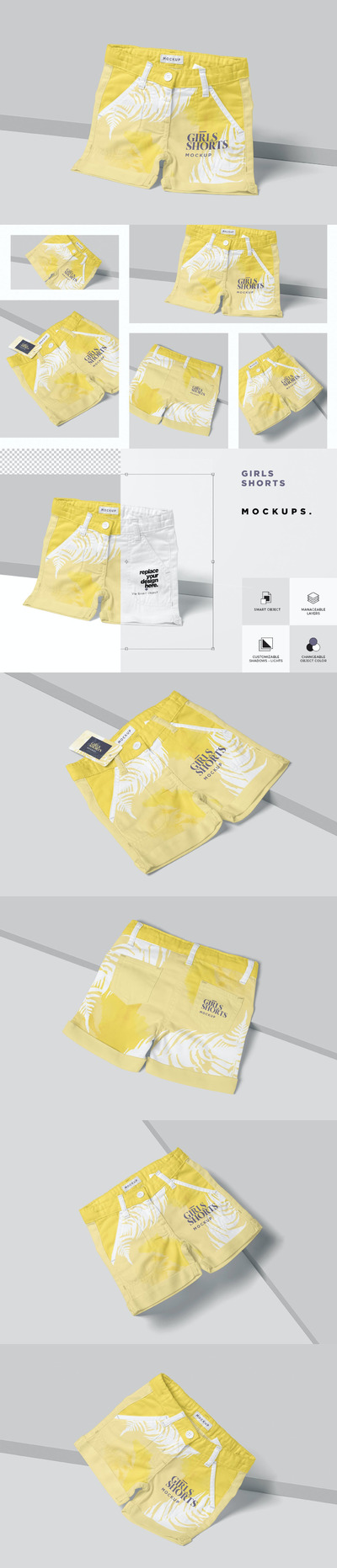 时尚高端女士短裤热裤服装设计VI样机展示机模型mockups