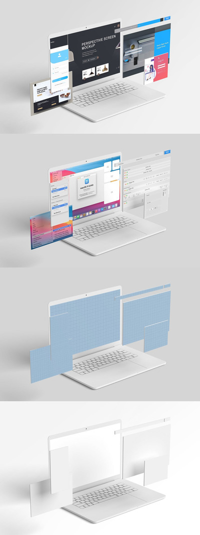 多角度屏幕设计展示样机 (PSD)