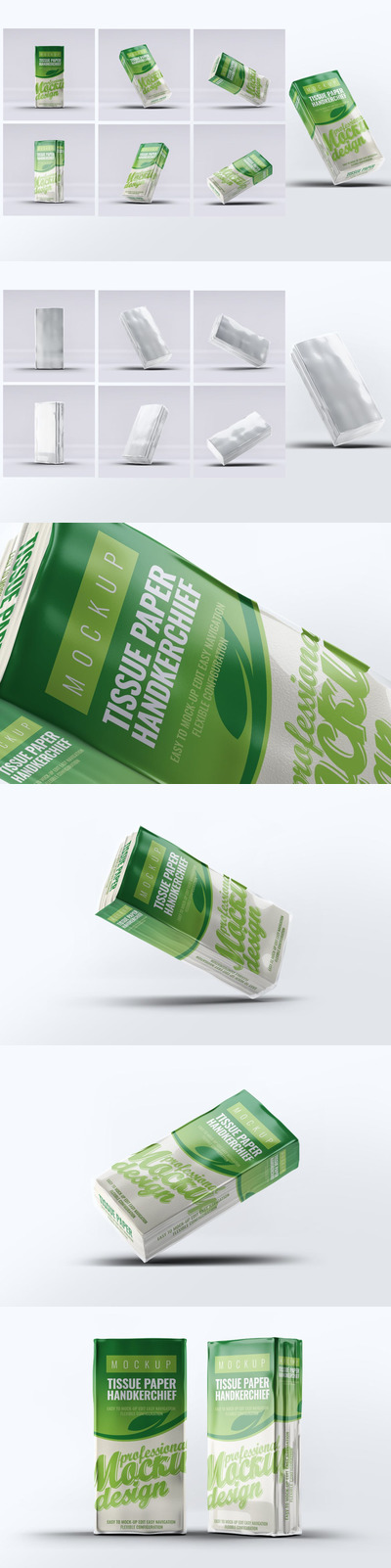 餐巾纸手帕纸包装设计展示样机 (PSD)